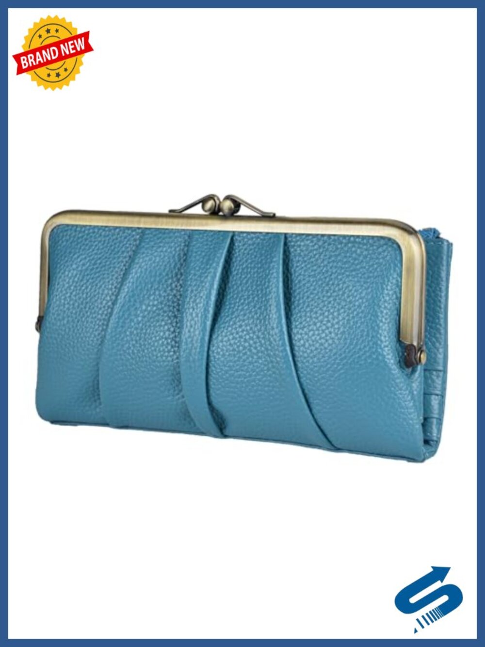 Soft Leather Bifold RFID Clutch Wallet with Zipper and Kiss Lock - Picture 1 of 6